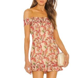 Lovers + Friends Floral Off-Shoulder Mini Dress - Pink and Green